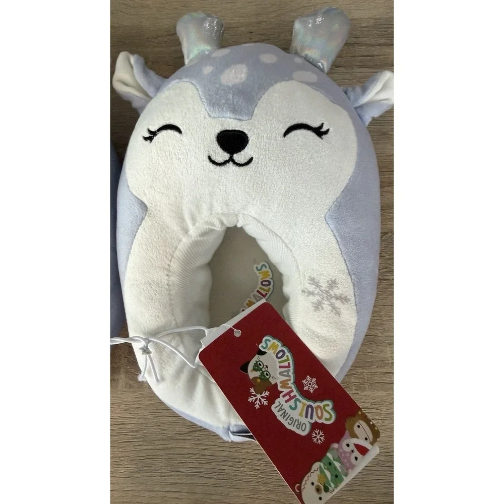 Squishmallows Deer Slippers Kids Size 11 12 Blue‎ Plush House Shoes NWT